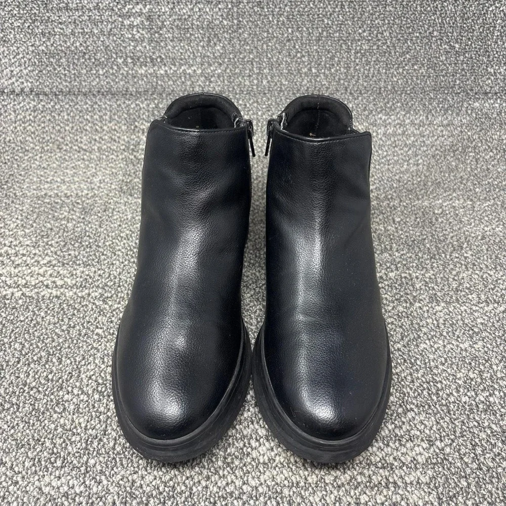 Naturalizer Black Leather Chelsea Ankle Boots Comfort Wedge Zip booties Womens 8